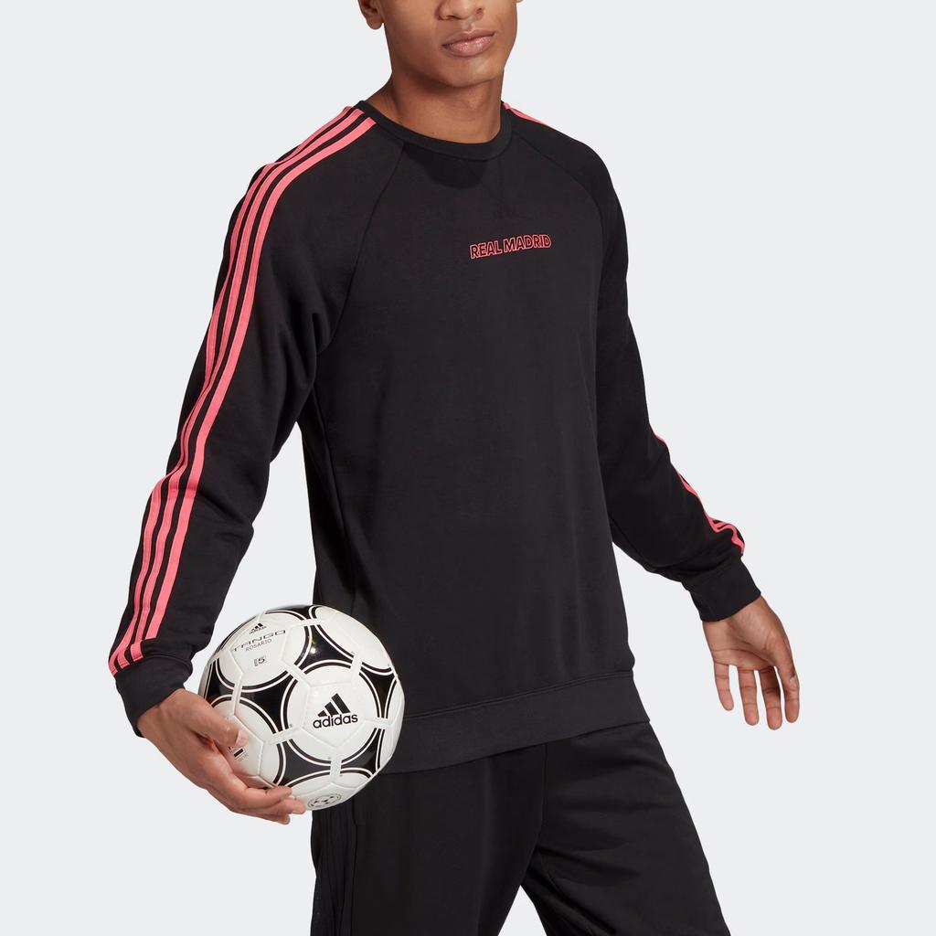 Adidas Real Madrid Soccer Pullover Sweatshirt Men Tops Black GH9997