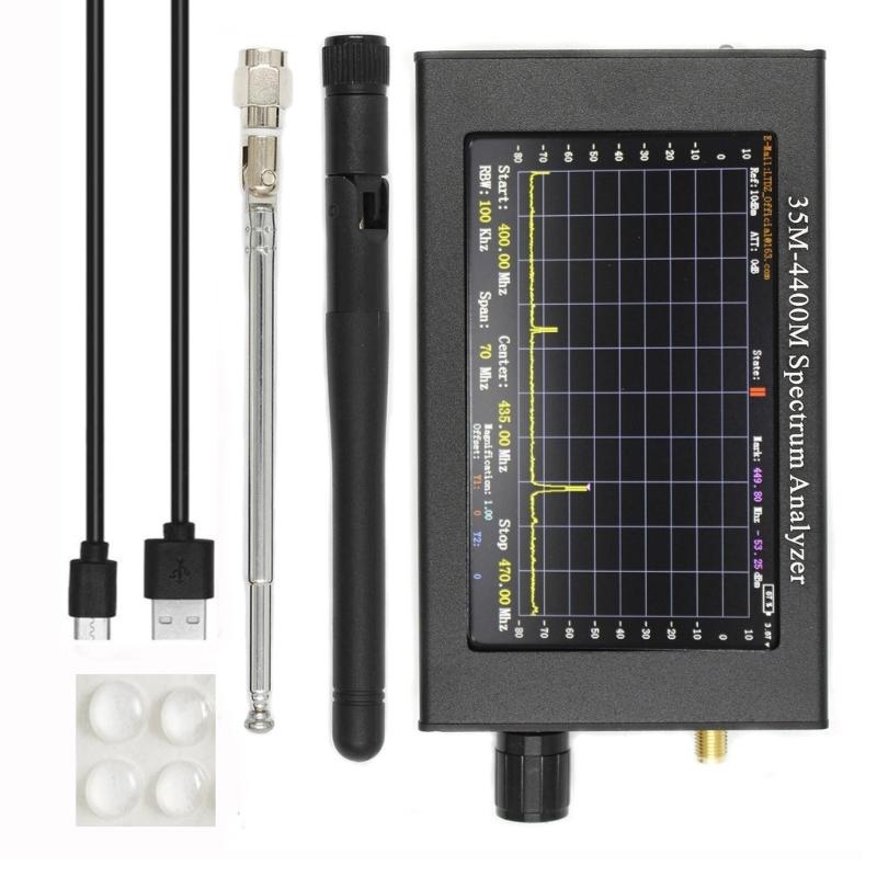 Analizor de frecvență cu ecran de 4,3 inch, analizor de spectru cu antenă 35M-4400Mhz pentru telecomandă WiFi 2.4G e Talkie