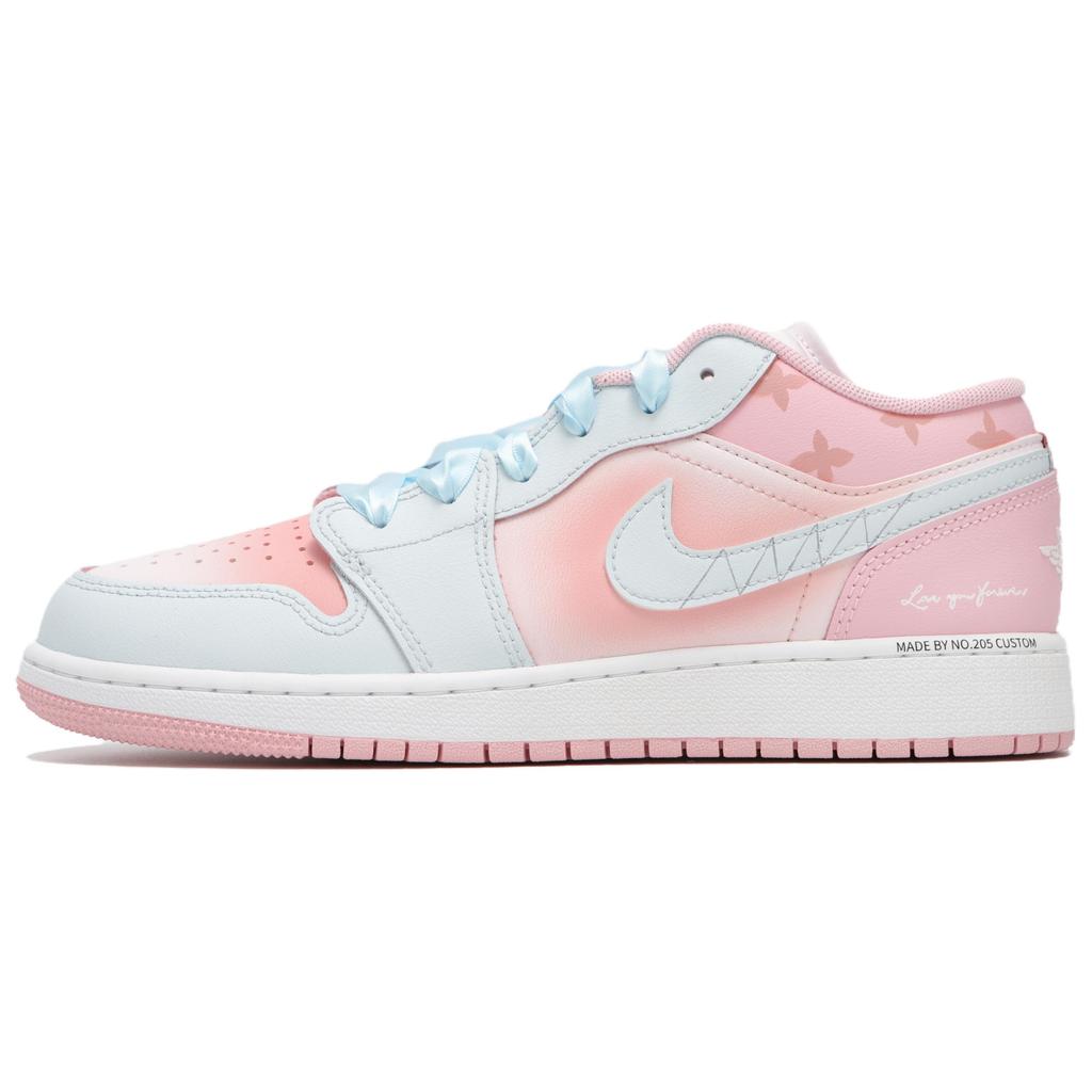 Jordan Air Jordan 1 Abrasion Resistant Low top Vintage Basketball Shoes Women's Pink Blue 553560-614(Team82-)