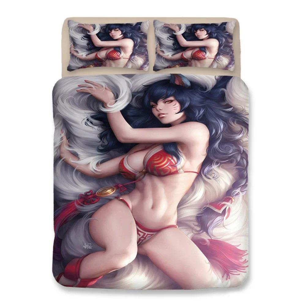 Anime Seksowna Dama Pościel Poszewka na Kołdrę Pokrowce na Kołdrę do Sypialni Rozmiar Jednoosobowy Twin King Pokrowiec na Pikowaną Kołdrę Tekstylia Domowe 2/3 SZT