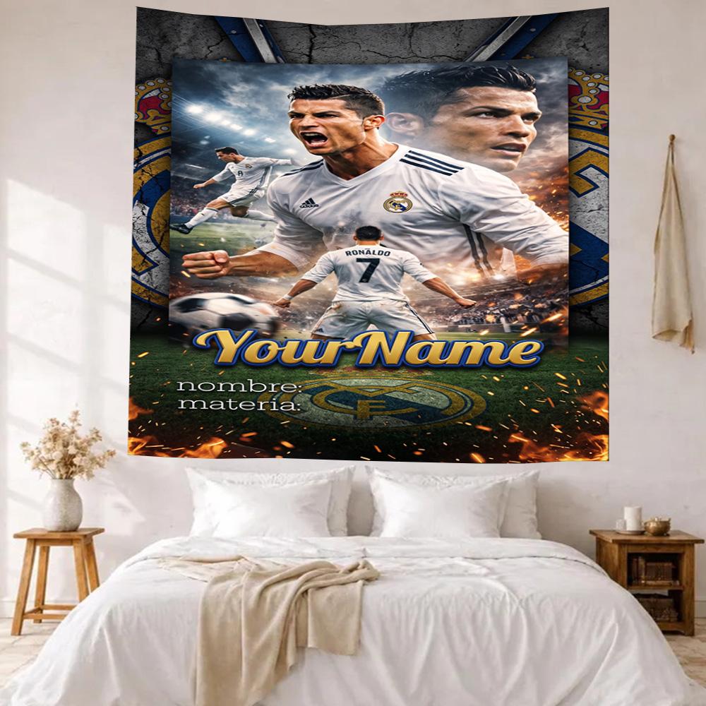 Cristiano Ronaldo Custom Your Name Wall Decor Tapestry Art For Pet Memorial Birthdaywedding Party Backdrop Family Gift