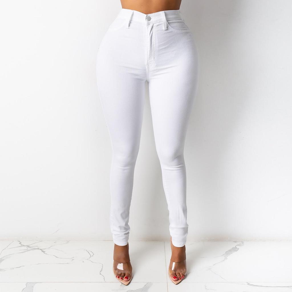 European and American Four Seasons Women's Jeans High Waist Slim Trousers