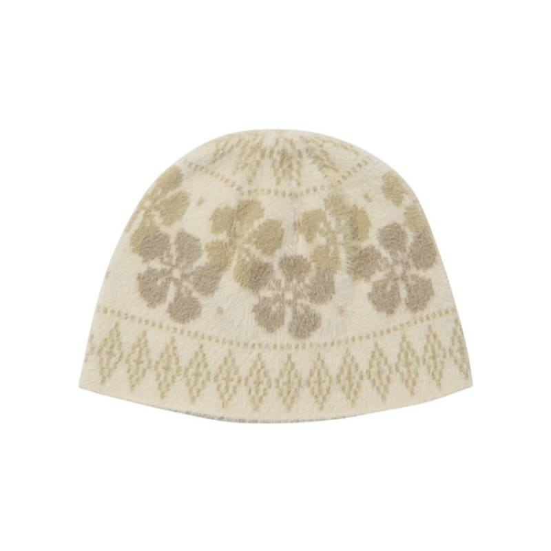 

WELLBEING EXPRESS Flower Jacquard Beanie Ivory OS