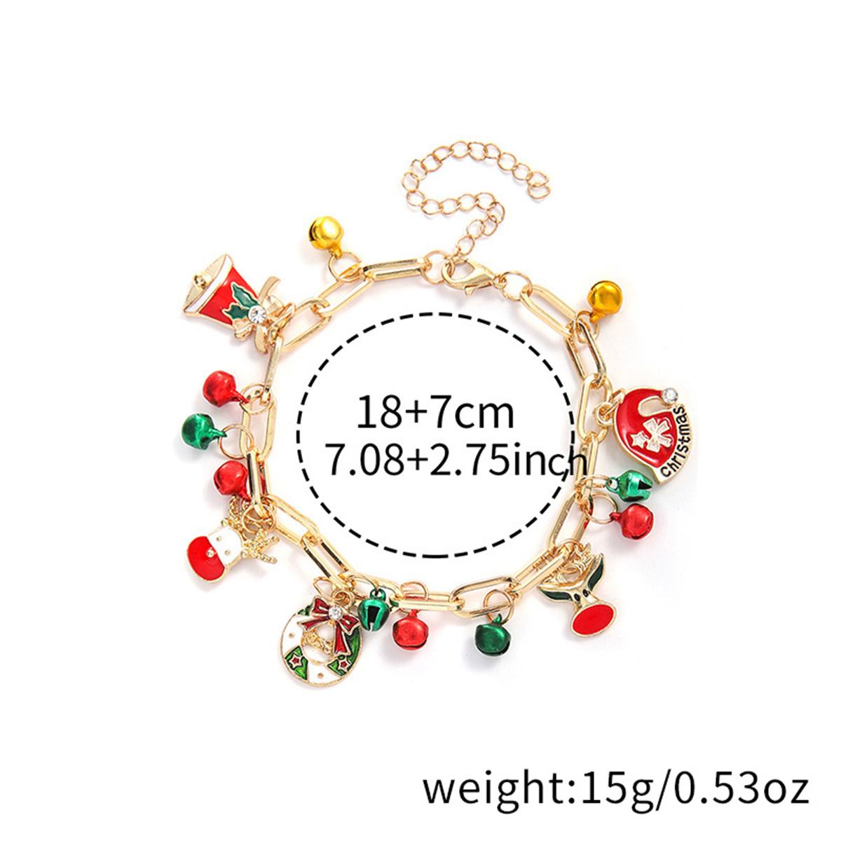 Merry Christmas Tree Santa Claus Bells Bracelets For Women Men Cartoon Xmas Hat Wreath Elk Snowflake Snowman Bracelet Jewelry