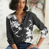 Elegant Long-sleeved Shirts for Women, Casual Blouses with 3D Flower Print Designs Spring Shirts