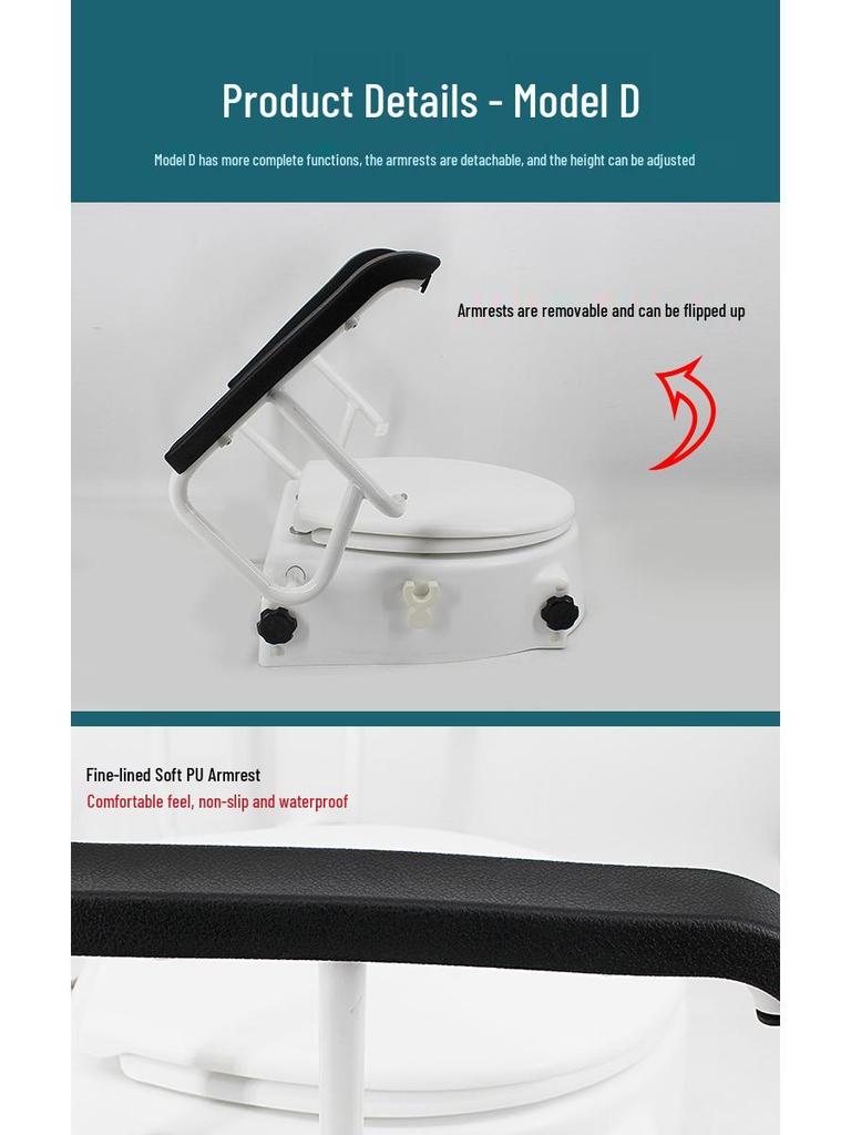 Rialzo per Sedile del WC con Braccioli per Anziani, Donne Incinta e Persone Disabili