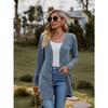 Damen Strickjacke Pullover Langarm Einfarbig Gestreift Gestrickt Herbst Winter Mode