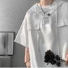 Summer Hooded T Shirt Men Half Sleeve Pullover Streetwear Loose T Shirt Drawstring Men Clothing Fashion
