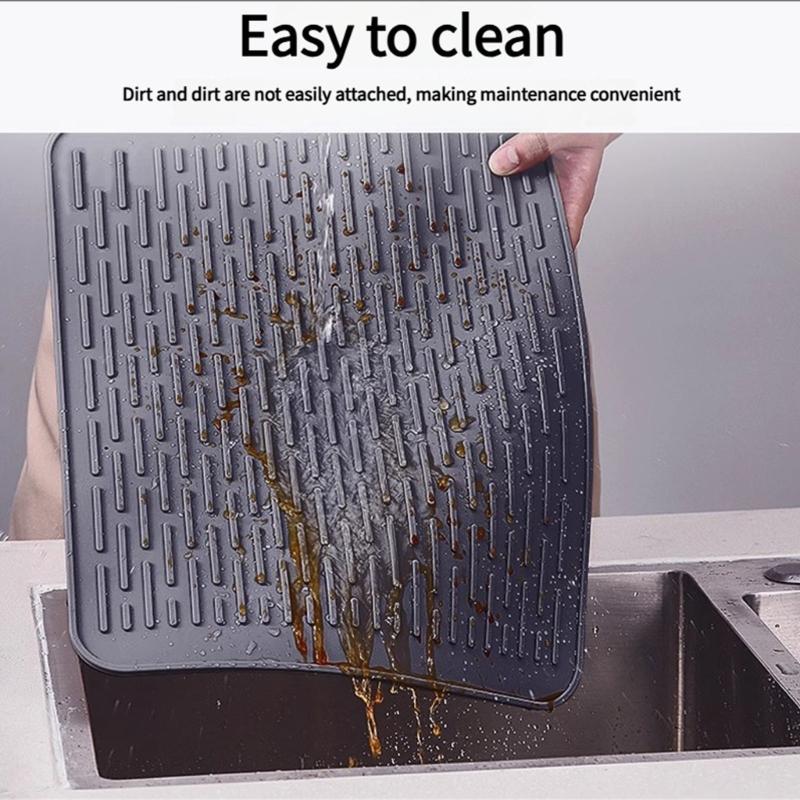 Flexible Water Drainage Silicone Dining Mats Heatproof Surfaces Guards For Utensils And Dishes