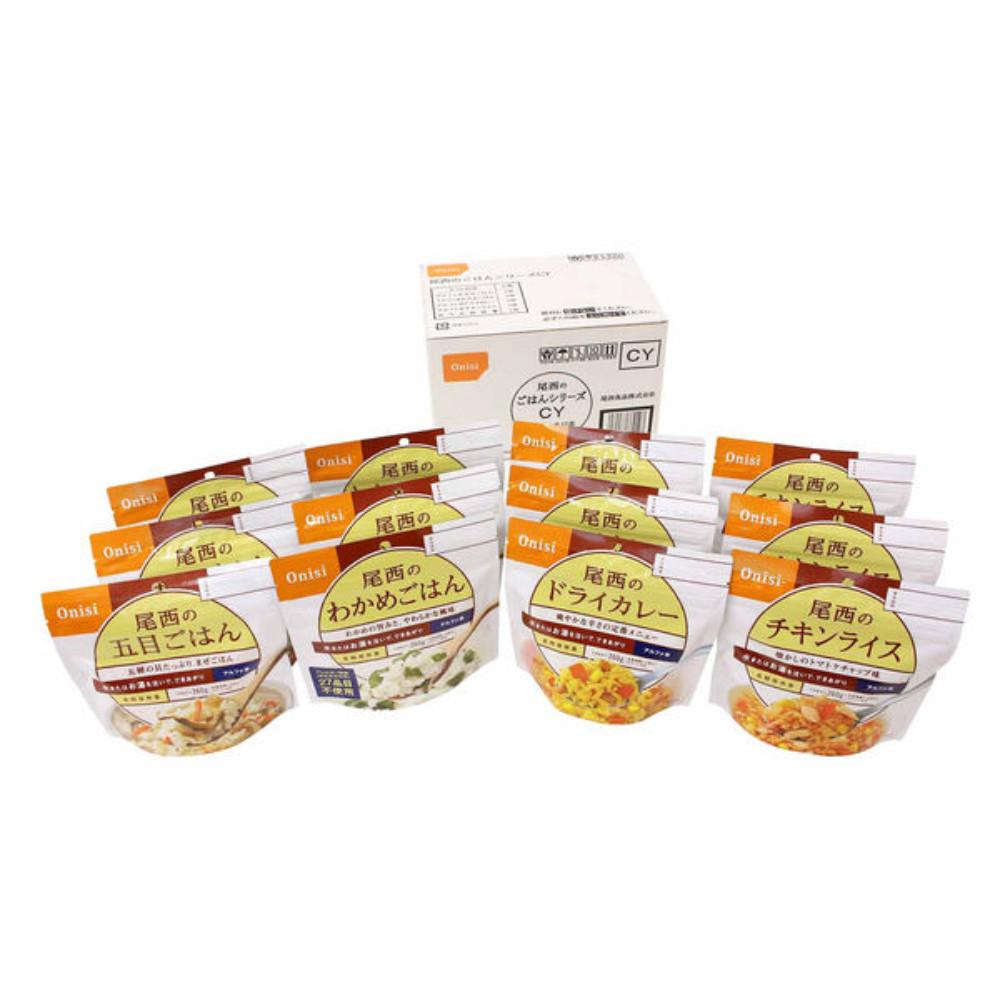 Japan [Emergency Food] ONISI FOODS Alpha Rice Onisi Rice - Japanese Western Set 1 Box (12) / Variety Set 1 Box (24)