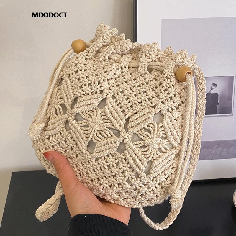 Cute Luxury Designer Brand Straw Woven Shoulder Crossbody Bucket Bag Fashion Casual Summer Travel Beach Women Trendy