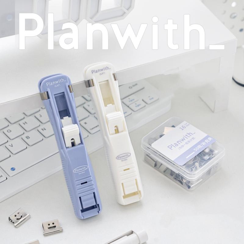 Planwith Push Paper Clip Pusher Set Smile Design Reusable Mini Binder for File Index Office Binding Tools