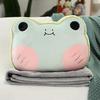 Cartoon Animal Pillow and Blanket: Cute Rabbit, Panda, Pig, Frog Design for Home, Office, or Car Naps