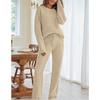Women's Solid Color Round Neck Long Sleeve Trousers Thick Warm Suit