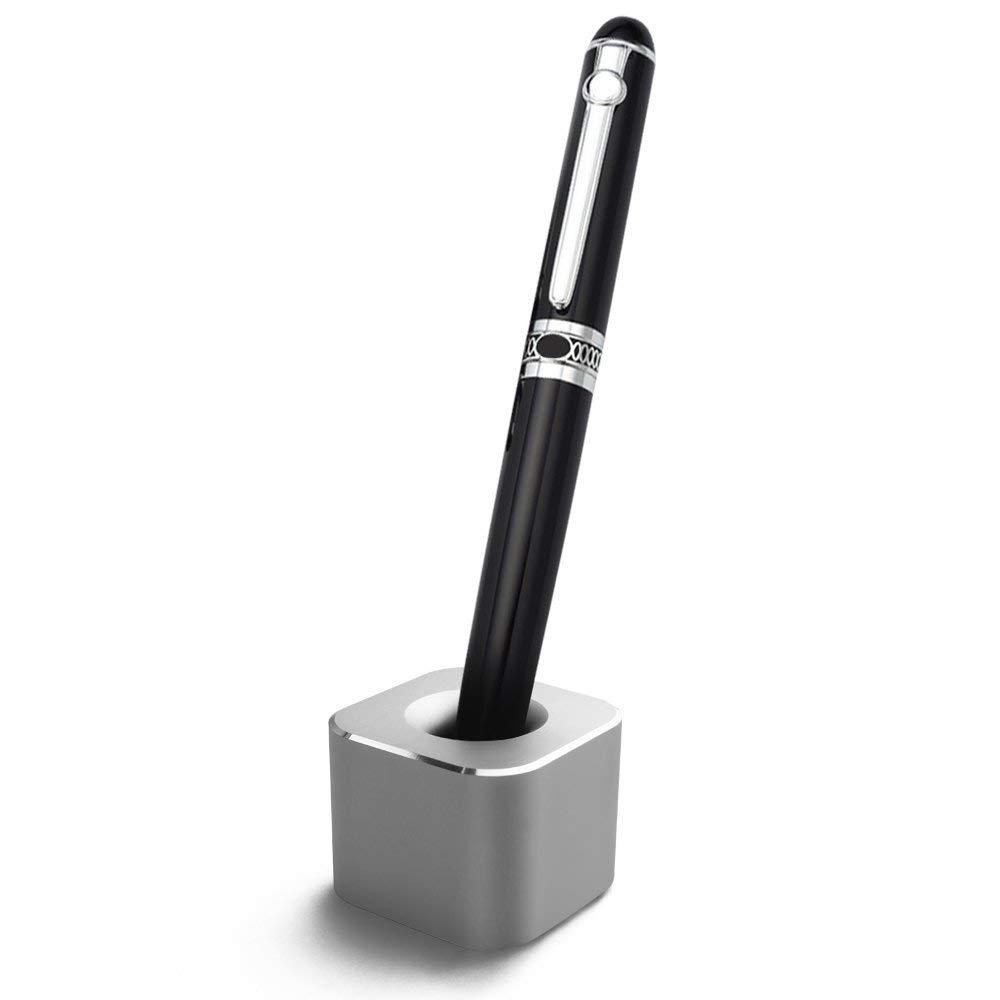 Aluminum Alloy Pen Holder With Non-Slip Pad Student Creative Desktop Ornament Pen Hole Pencil Slot Pencil Storage Stand Office