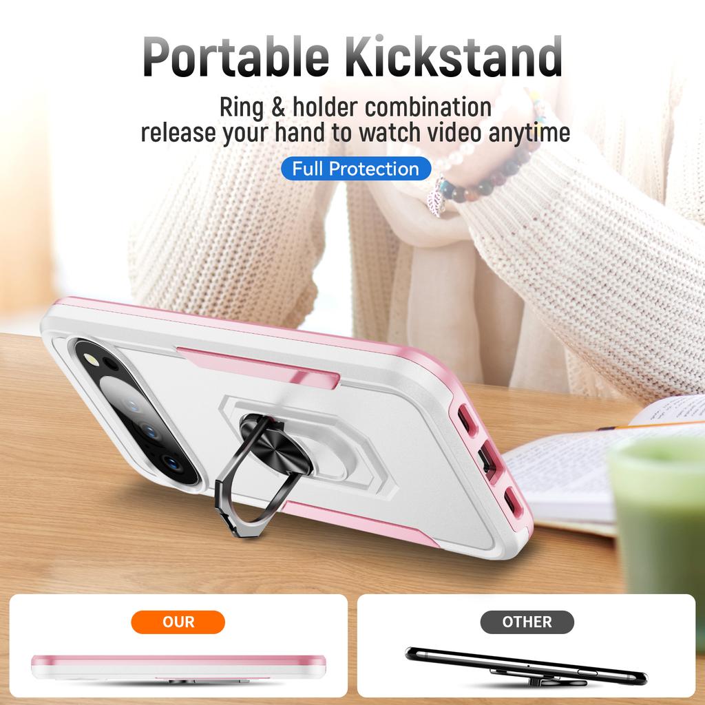 For Google Pixel 10/10 Pro Case Military Grade Ring Kickstand PC+TPU Phone Cover