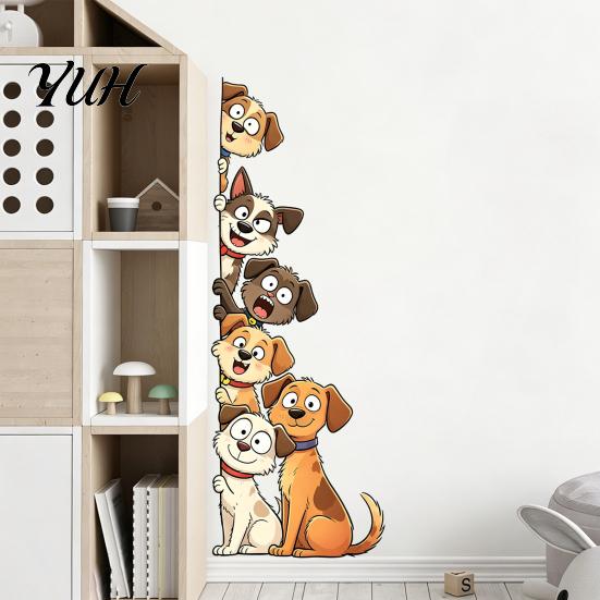 Cartoon Cat or Dog Wall Art Cute Cats/Dogs Stickers, Waterproof PVC Decals, Peel And Durable Outdoor Window Decals Stick Decorative Murals for Nursery