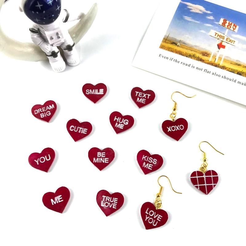 Diy Crystal Epoxy Mold Earrings Pendant Jewelry Mold Hanging Pendant Decoration Love Heart Shape Mirror Silicone Mold