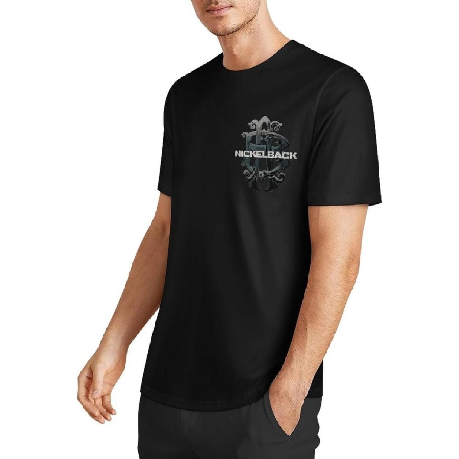 

FHDGBMNB Men s Casual T-Shirt Nickelback Loose Fit Short Sleeve Shirts Workout Athletic Tees XXXXXL чорний