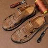 Fashion 2024 Classic Brand Trend Brown Men's Sandals Handmade Soles Durable Men's Camping Beach Shoes Anti Slip Hollow Casual Shoes
