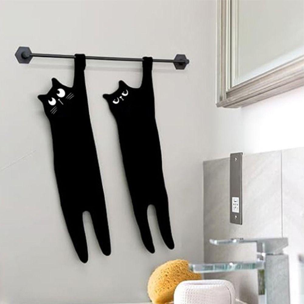 Quick Dry Funny Cat Hand Towel Absorbent Kitchen Rag Cute Microfiber Towel  Bathroom
