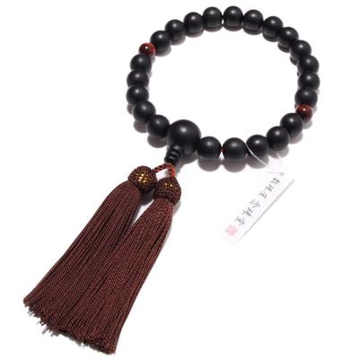 Nenjudo Made In Japan Ebony, Red Tiger's Eye Stone, Silk Tassel, Prayer Beads Bag Included. Handmade Men's Prayer Beads. Suitable for All Sects. Made