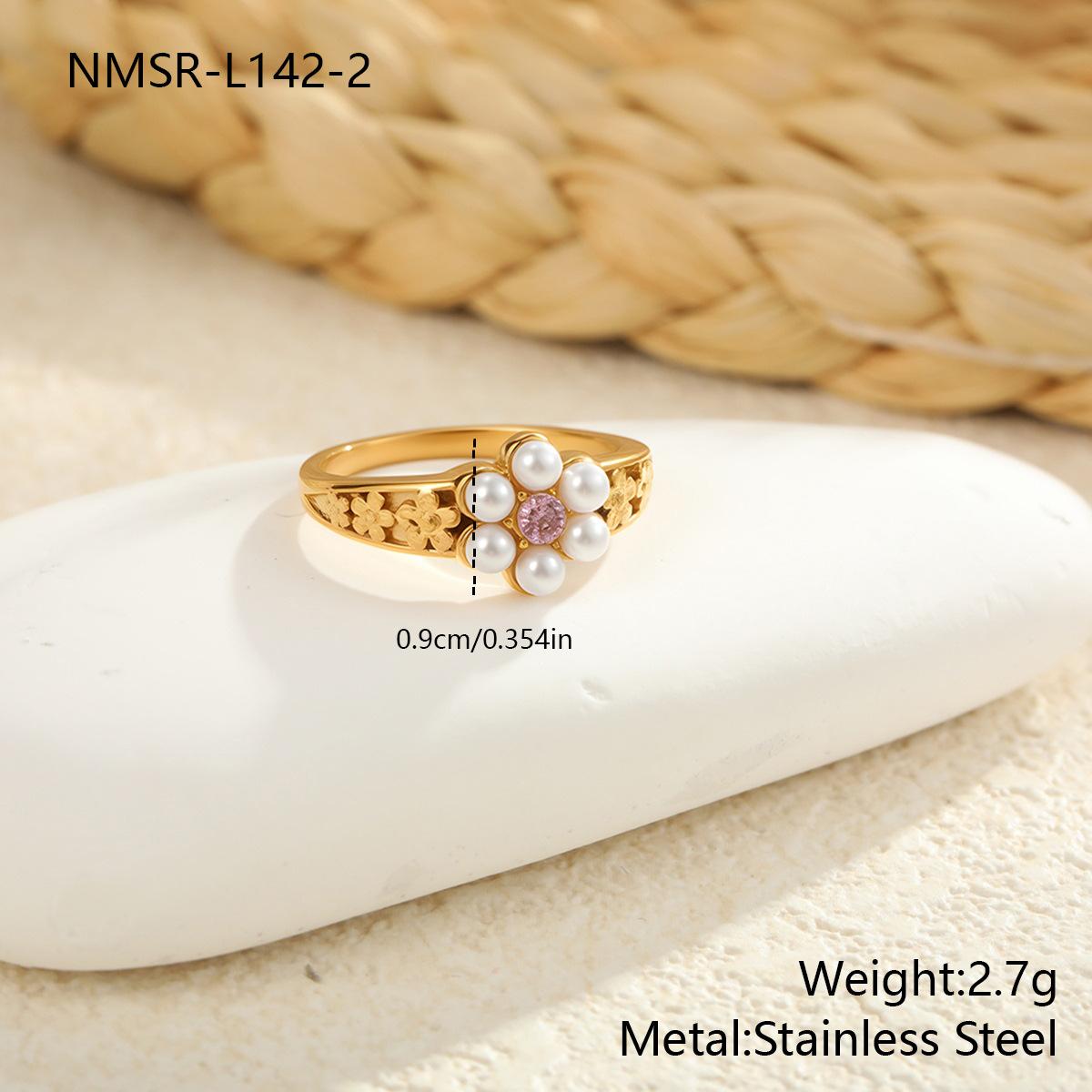 GEMCHIC Women s Stainless Steel Flower CZ Ring Set Fashion Minimalist Design Jewelry Wholesale