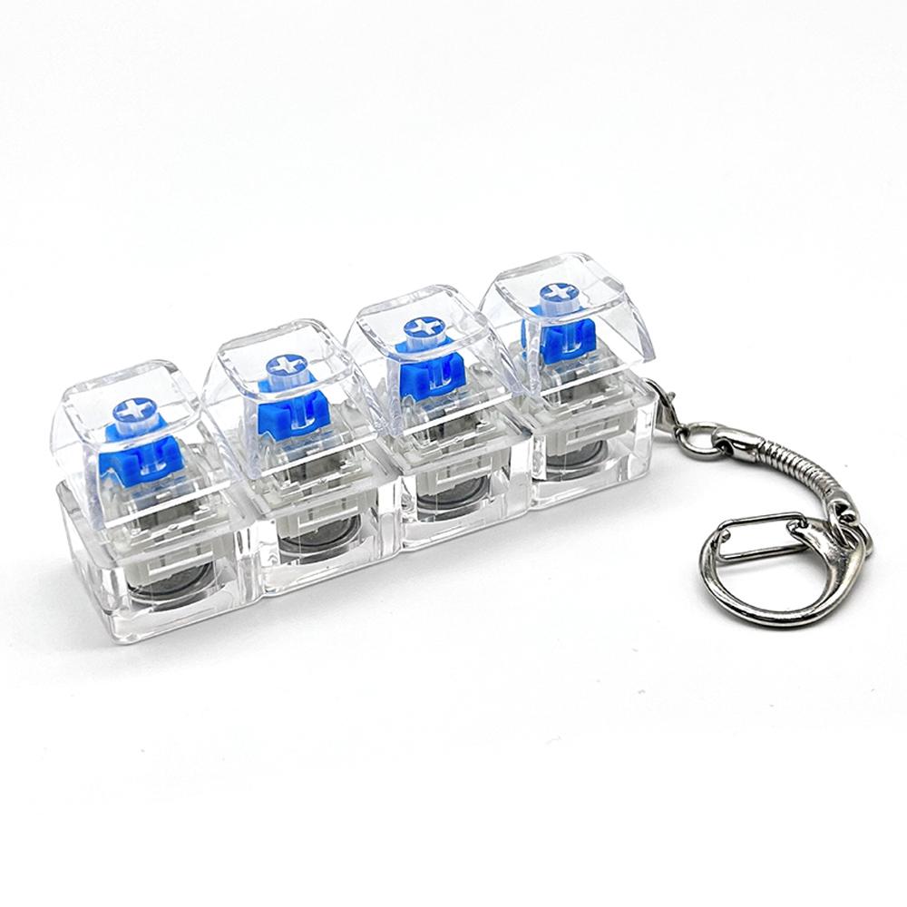 LED Tastatur Schlüsselanhänger Fidget Spielzeug Kristall Klicker Sensorisches Spielzeug zum Stressabbau Tastatur Schlüsselanhänger Fidget Gadget für Erwachsene Kinder