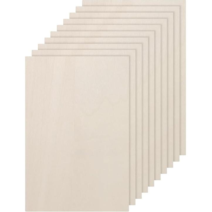 DMiotech 12 Pack 7 X 5 X 1/8 Inches 3mm Thick Wood Sheets Basswood Sheets Unfinished Plywood Squares Plywood for DIY Craft Laser Wood Burning Drawing