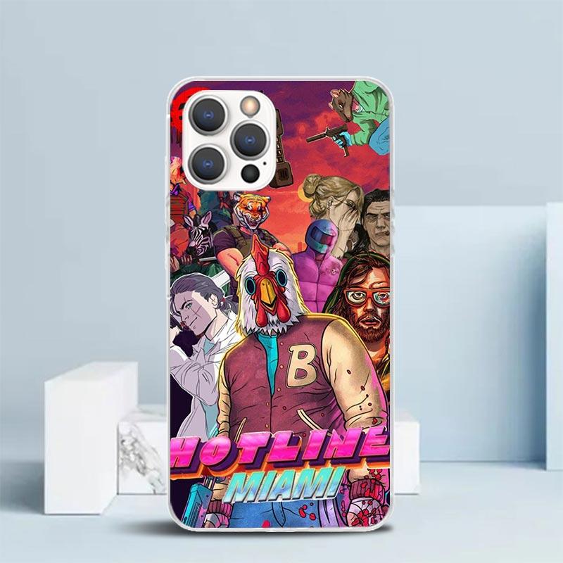 Game Hotline Miami Soft Cover for iPhone 16 17 Air 15 14 Pro Max 16E Phone Case 13 Mini 12 11 7 SE 8 Print Pattern Fit Cases 16