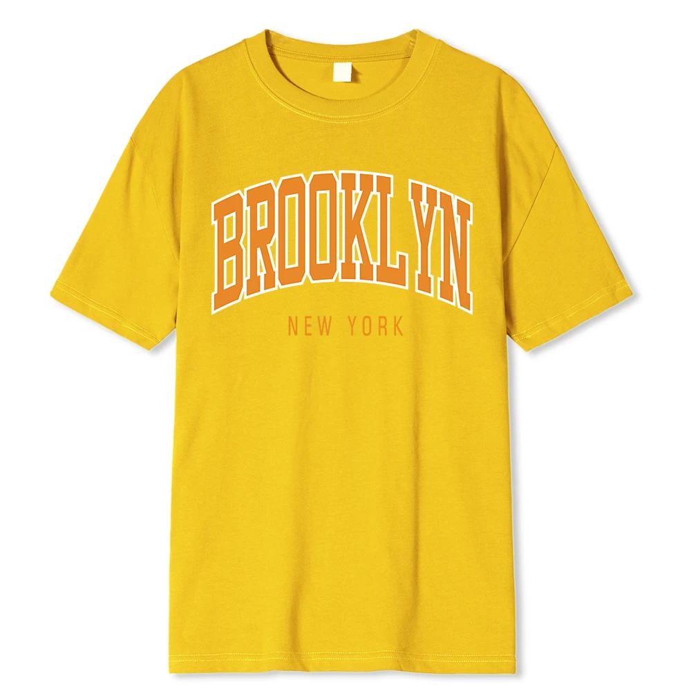 

Мужская футболка Brooklyn New York Hip Hop Funny Printing, летняя свободная футболка из 100% хлопка, дышащая футболка с заниженной линией плеч, мужская одежда XXXXXL жёлтый