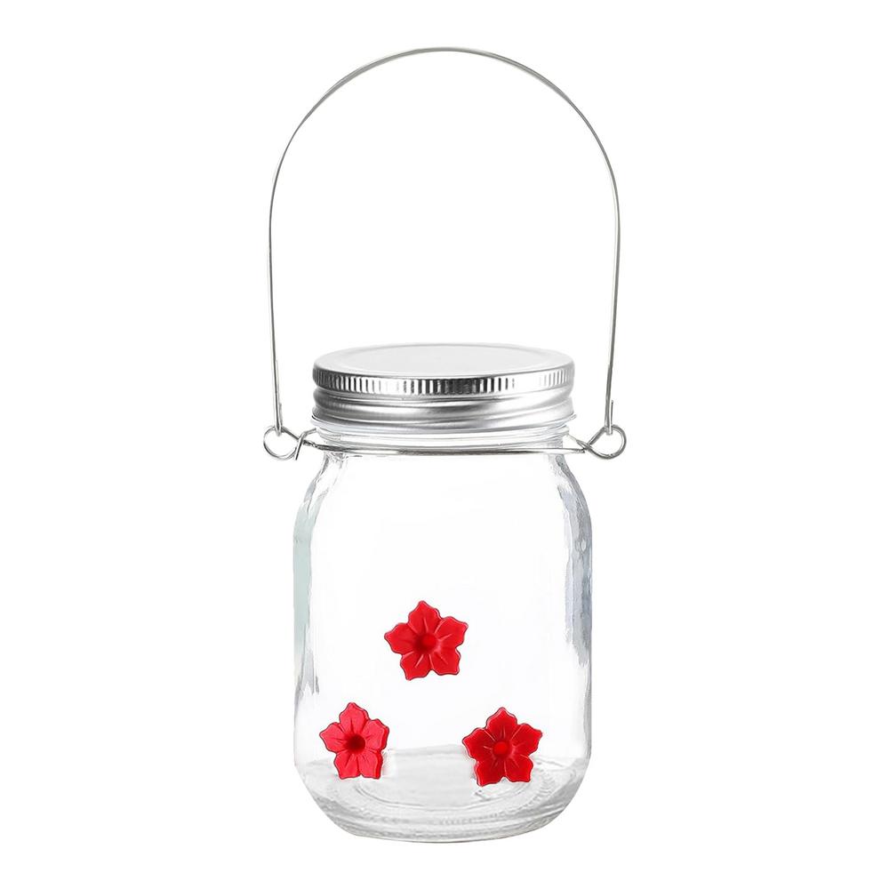 

Garden Hummingbird Feeder Small Top Fill Mason Jar With Flower Ports Mason Jar Bird Dish Feeder Garden Decoration For Window And