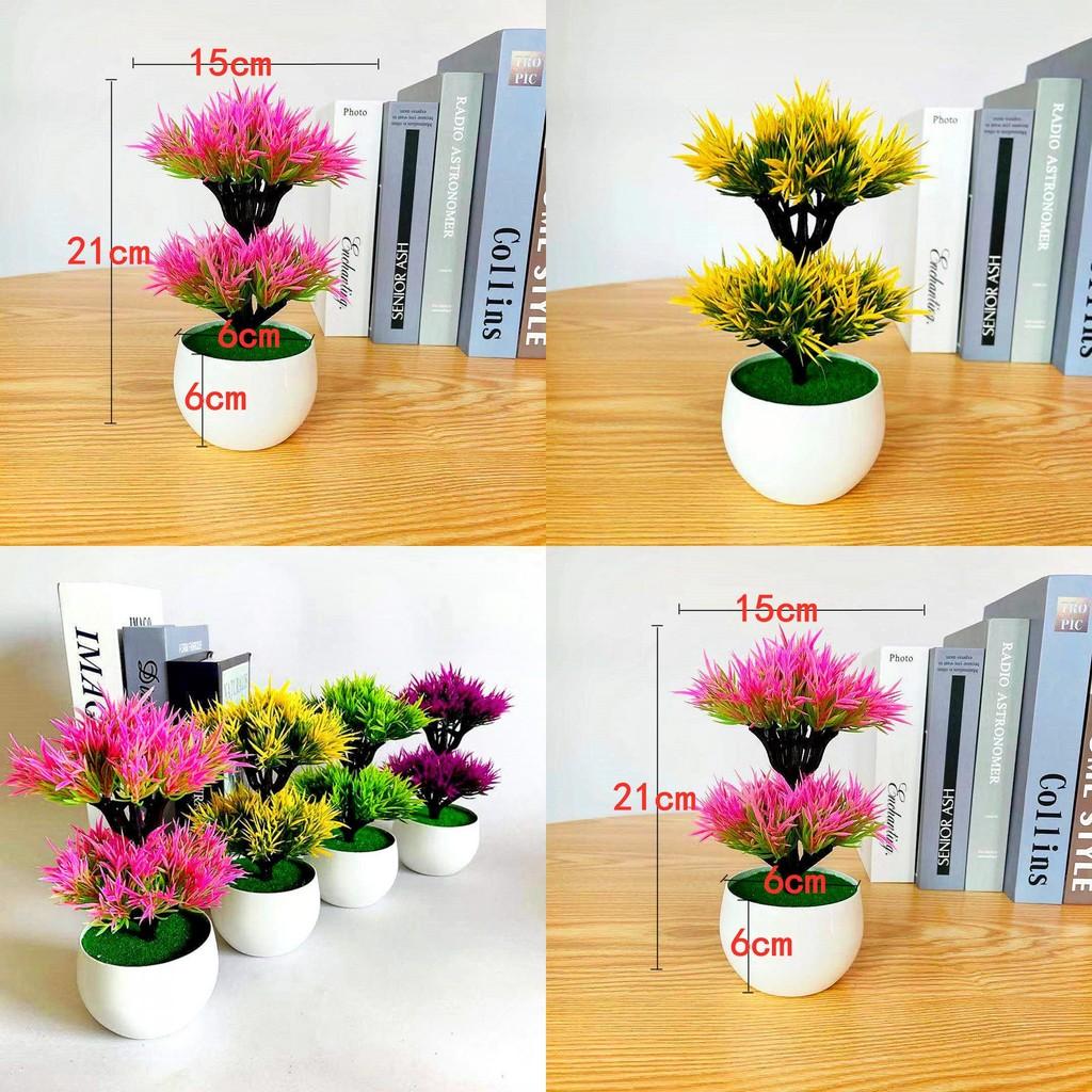 Plastic Artificial Green Plant With Double Layer Feathery Foliage For Home Decor And Office Display