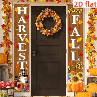 1 Pair Thanksgiving Door Couplet Banner Red Traditional for Home Decor