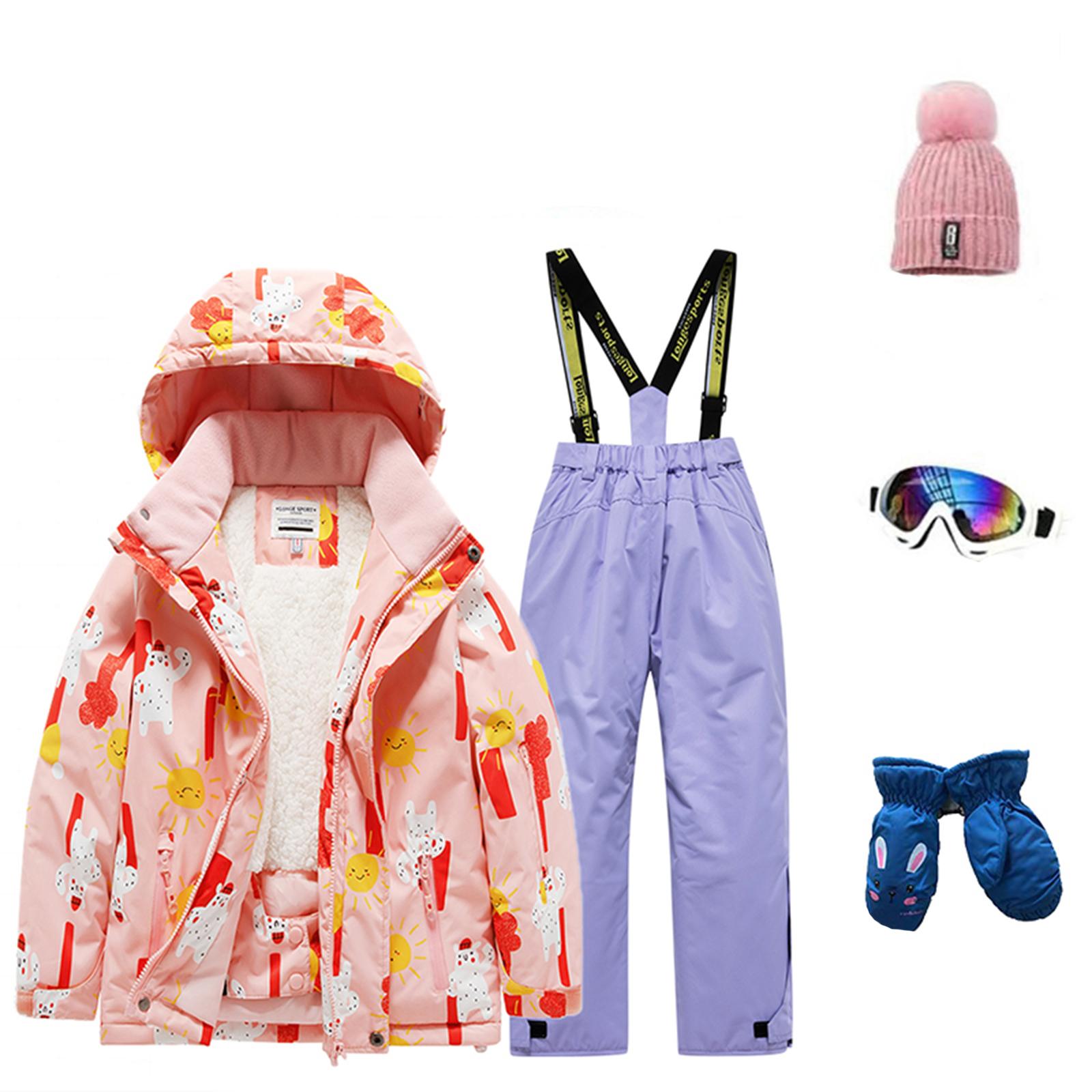 

Children s Fashion Skiwear Set Boys And Girls Thickened Waterproof Thermal Ski Suit Five-Piece Outfit With Jacket And Trousers 8