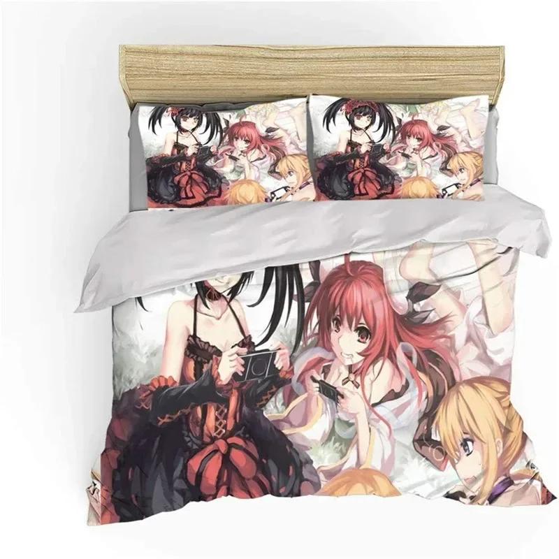 3D Print Anime Date A Live Comfortable Duvet Quilt Cover Pillowcase Bedding Set Children Bedroom Decoration Home Textile