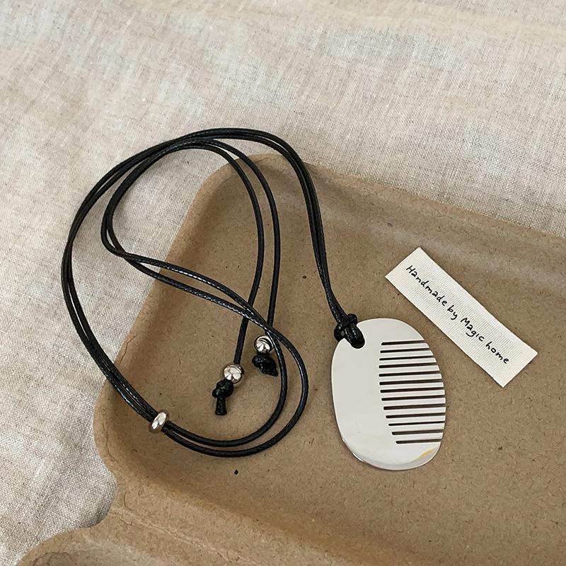 

Расческа Любовь Металлический Кулон Длинный Черный Веревка Ожерелье Женское Ретро Легкое Роскошное Элегантное Модное Универсальное Ожерелье Цепь Свитера