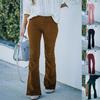 Women's High-Waisted Corduroy Flared Pants with Elastic Waist