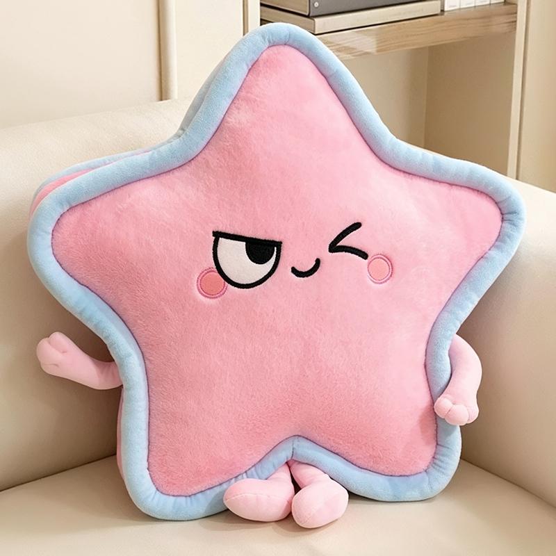 40/60cm Blinked Eye Star Plush Pillow Humanoid Sky Pillow Red Yellow Pink Emotion Plushie Back Support Home Decor Gift