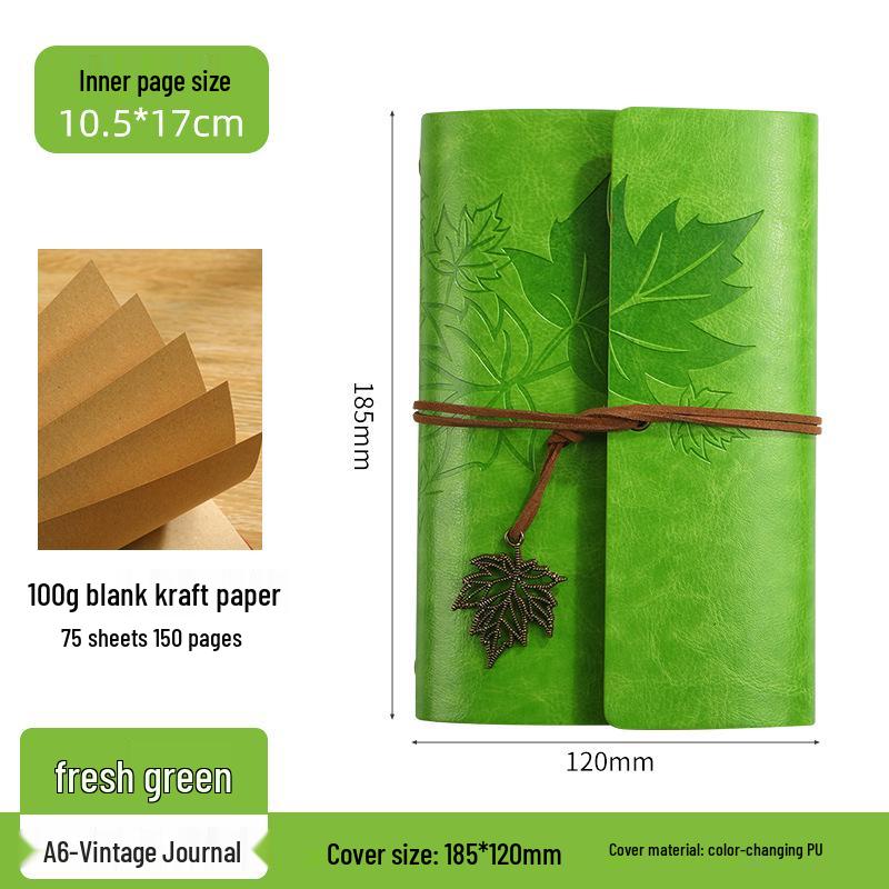 Maple Leaf Retro Loose-Leaf Notebook with Customizable Logo and Skin-Feel Cover