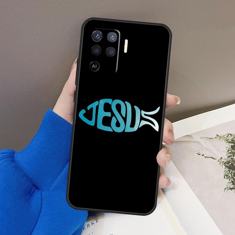 Fish Symbol Jesus Christ Christian Case For Oppo A76 A16 A96 A17 A18 A60 A80 A40 A38 A58 A78 A98 A94 A74 A54 A15 A57 A77 A5 Pro