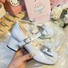 Round Head Cute Bow Lo Shoes Mary Jane Shoes 2025 Summer New Super Fairy Temperament Sweet Thick Heel Small Leather Shoes