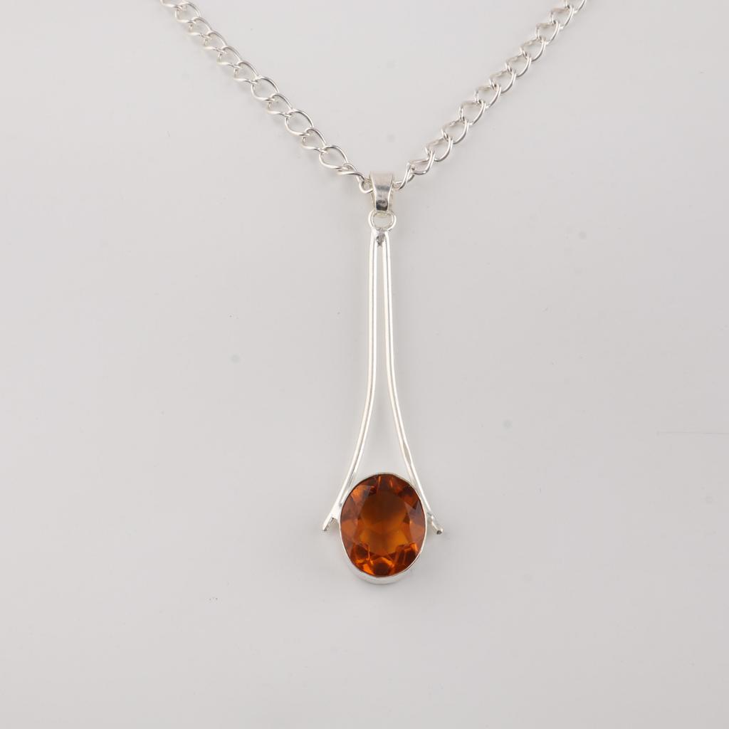 Citrine Gemstone 925 Sterling Silver Women Jewelry Women Wedding Pendant 1.79" PP-69-7