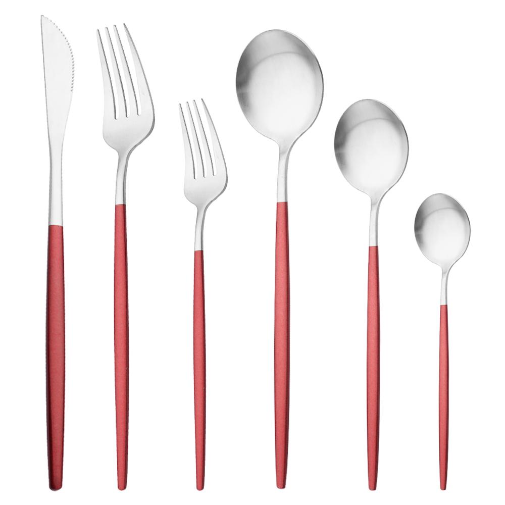 6Pcs Black Matte Flatware Cutlery Set Stainless Steel Dinnerware Set Dessert Fork Spoon Silverware Set Kitchen Party Tableware