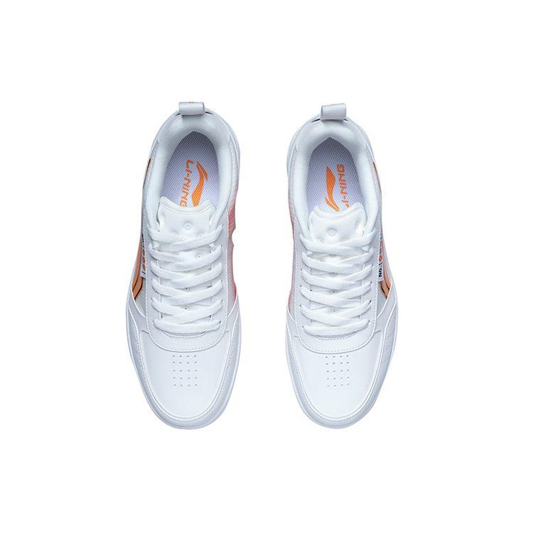 Li Ning NO.258 Slip Resistant Abrasion Resistant Low Top Skateboard Shoes Unisex White Orange AGCR201-1