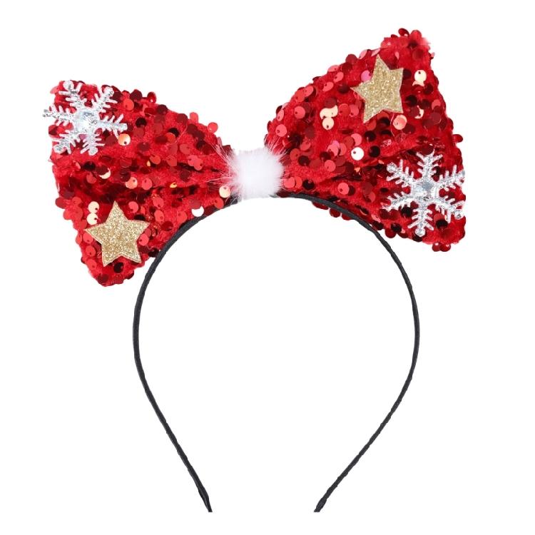 Christmas Headband Photo Props Fun Hair Hoop Bows for Party Christmas New Year