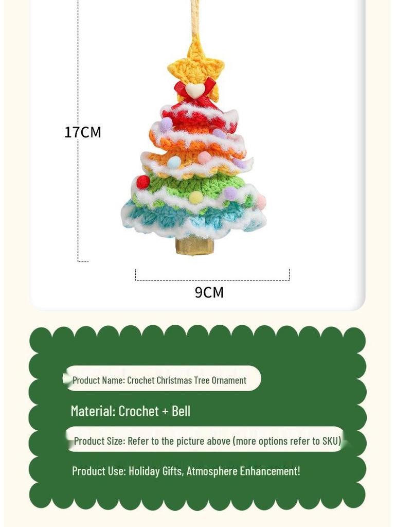 Cross-border Plush & Yarn Crochet Christmas Ornaments, Small Tree Decor & Car Pendants