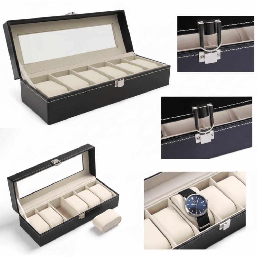 Glass Window Watch Display Box PU Leather Jewelry Display Box Watch Case Organizer  Display Case