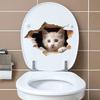 Peek-a-Boo Cat Animal Toilet and Wall Sticker Set Waterproof Self-Adhesive Removable Decal for Bathroom WC Decoration