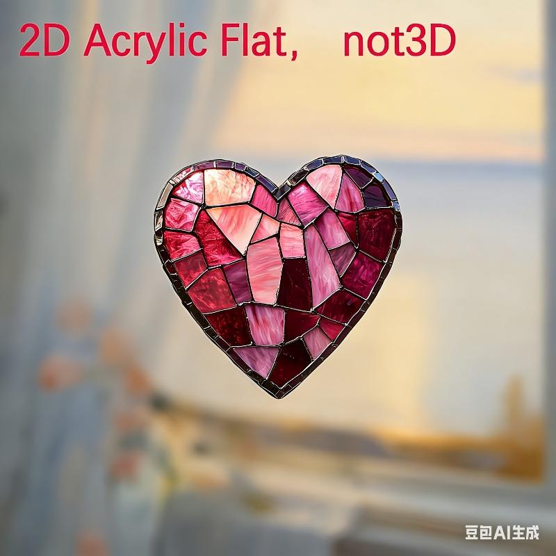 2D Flat Romantic Pink Heart Colorful Acrylic Decoration Sign, Valentine'S Day Gift, Suitable for wall decoration, porch, room, villa, accents Home, Ha